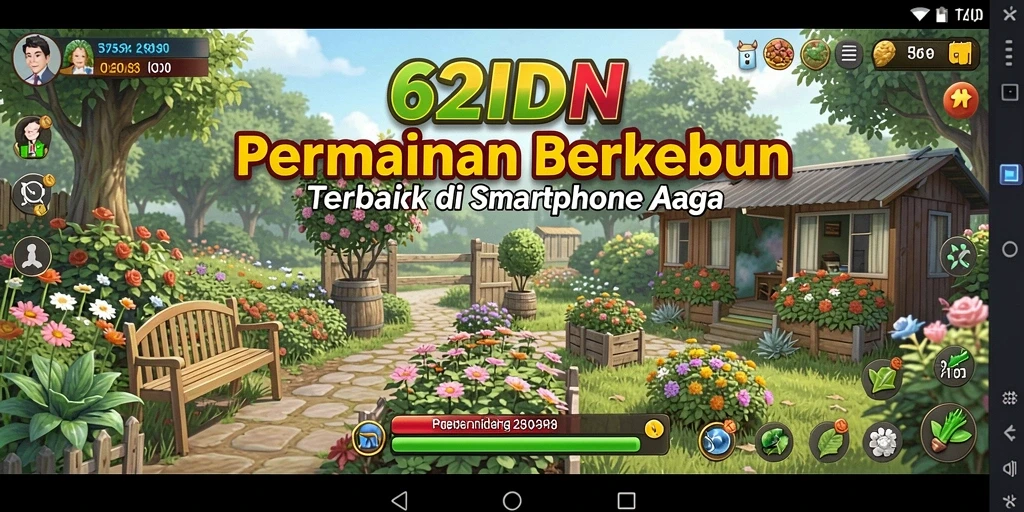 Gameplay menarik dalam 62IDN yang menampilkan berkebun dan perawatan hewan.