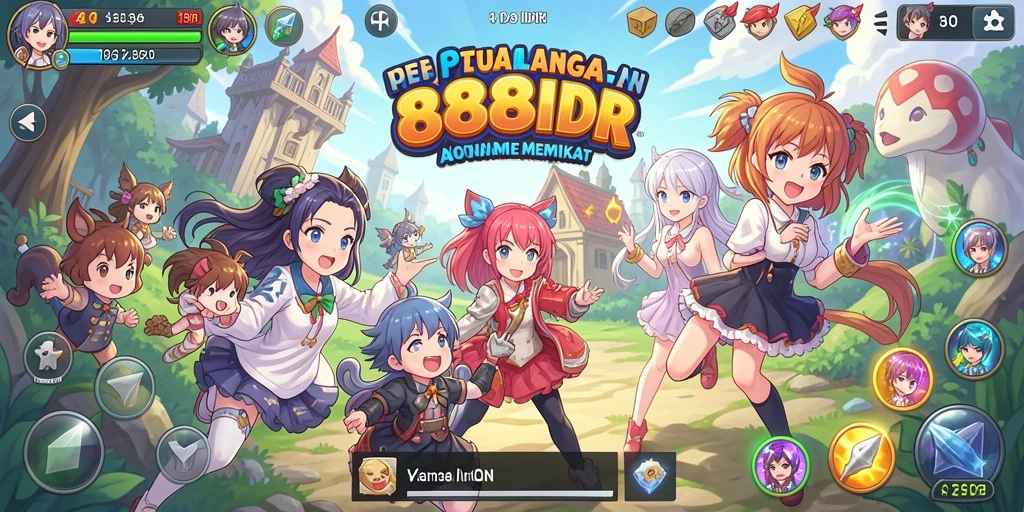 Screenshot gameplay 888IDR menampilkan petualangan dalam dunia Anime.