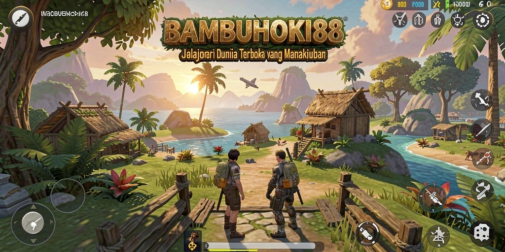 Tampilan gameplay BAMBUHOKI88 yang menampilkan eksplorasi dunia terbuka yang indah.