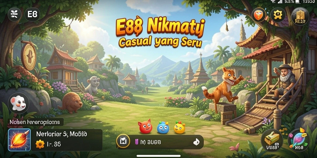 Screenshot utama E88 menampilkan momen seru dalam permainan Casual.