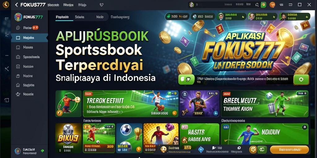 Tampilan awal aplikasi FOKUS777 dengan berbagai pilihan taruhan olahraga.