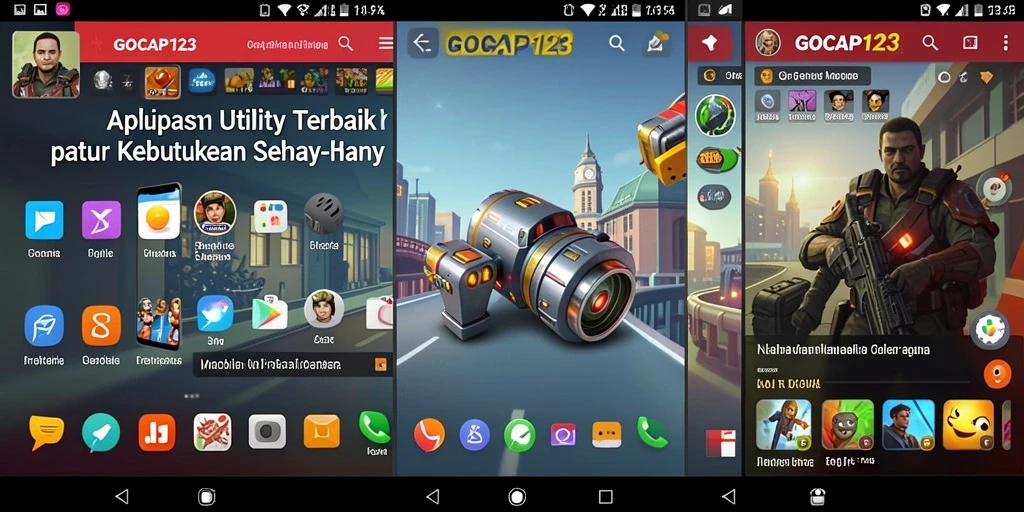 Tampilan utama GOCAP123 dengan berbagai fitur Utility.