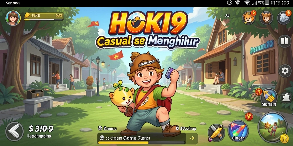 Tampilan gameplay HOKI9 yang ceria dan penuh warna.