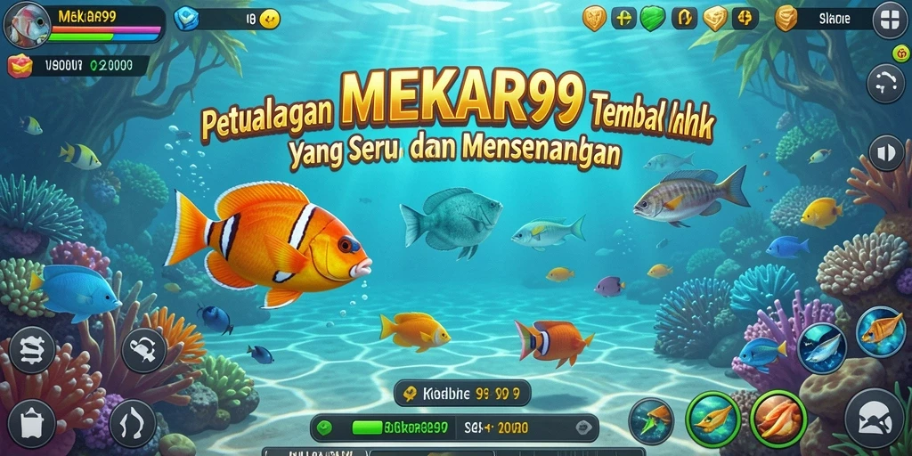 Tampilan gameplay seru dalam MEKAR99 saat menembak ikan.