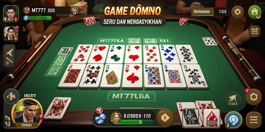 Screenshot gameplay yang menunjukkan keseruan bermain domino di MT777.
