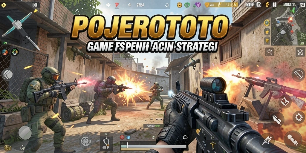 Screenshot POJEROTOTO menampilkan aksi tembak-menembak FPS yang seru.