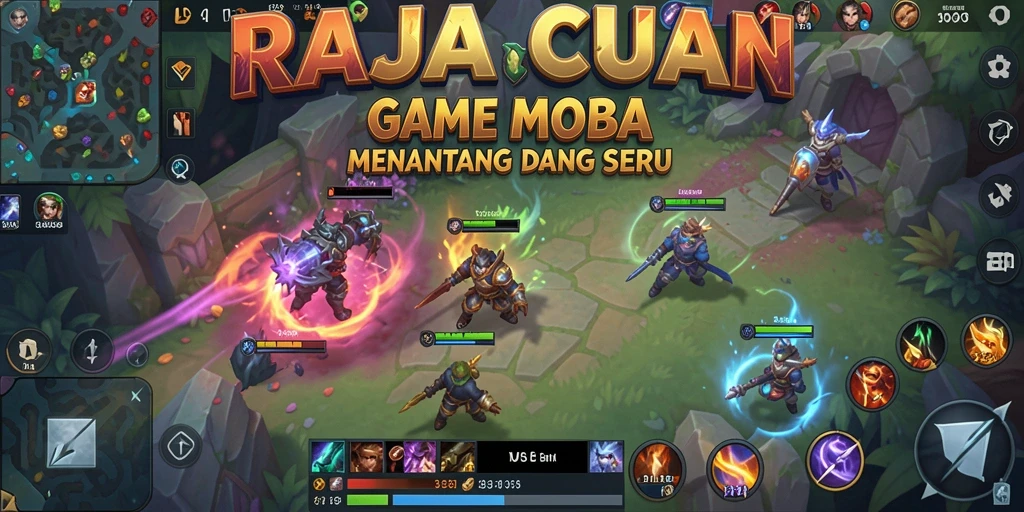 Tampilan gameplay seru dalam pertarungan strategis RAJACUAN.
