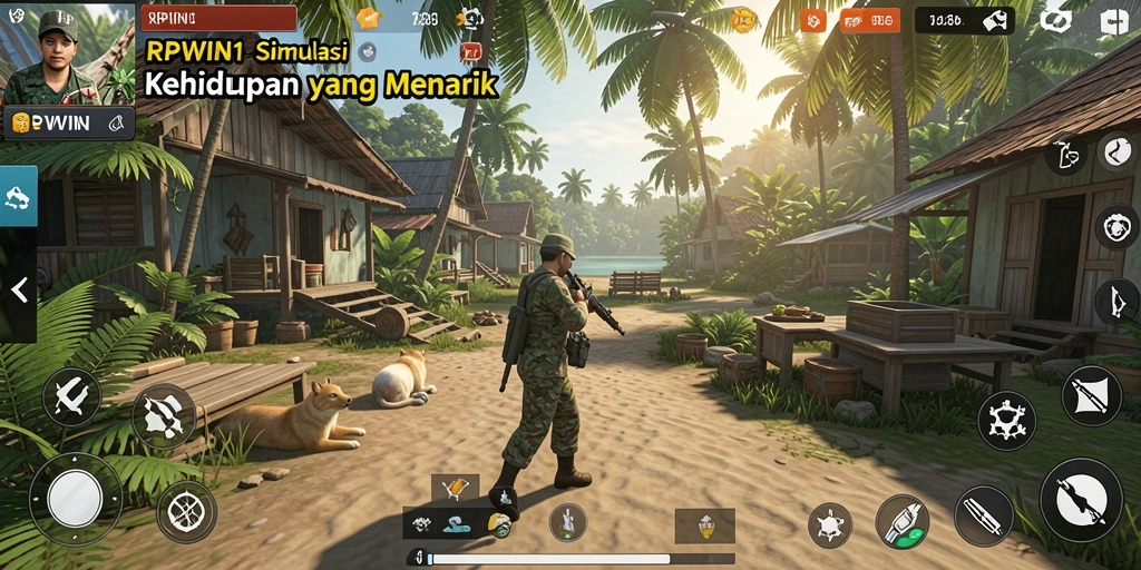 Screenshot gameplay RPWIN1 yang menampilkan interaksi karakter.