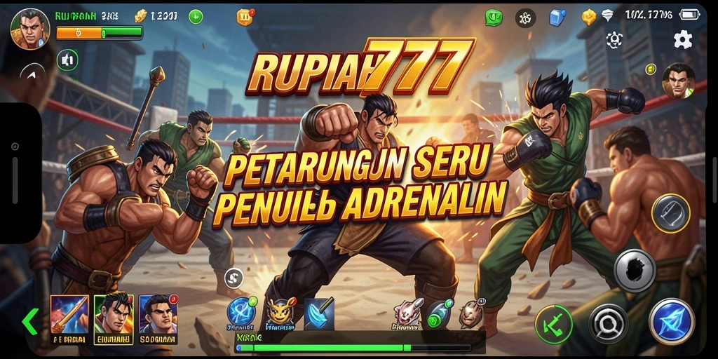 Tampilan gameplay RUPIAH777 dengan pertarungan yang intens dan karakter yang beragam.