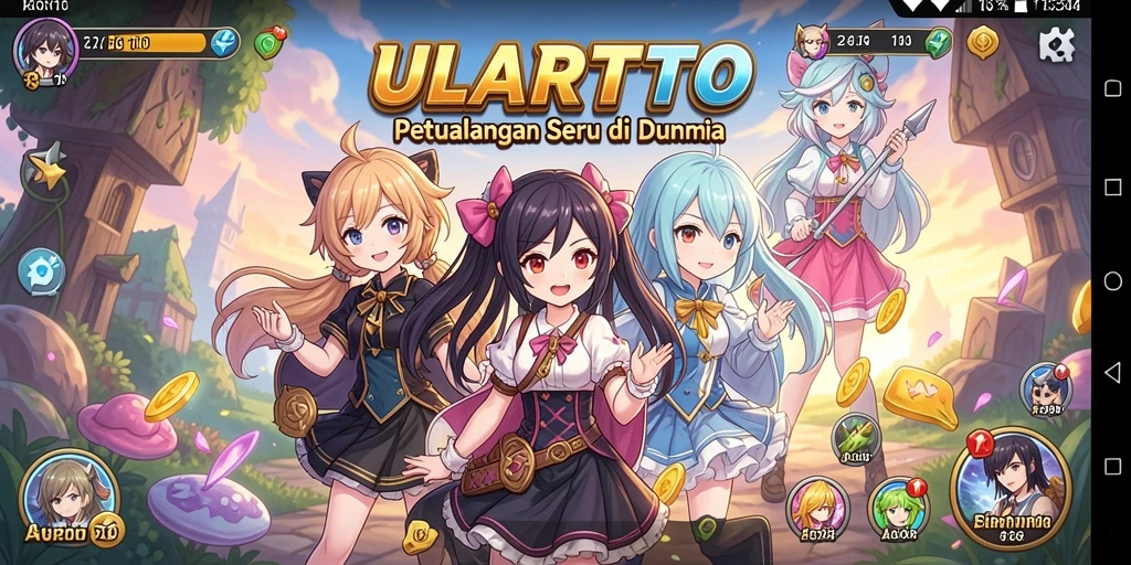 Tampilan seru dari gameplay ULARTOTO dengan karakter Anime yang memikat.