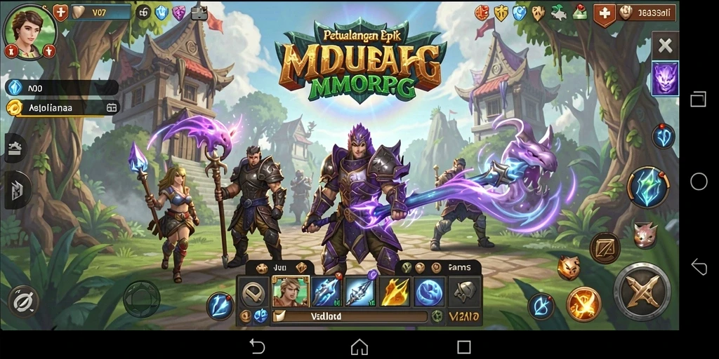 Screenshot gameplay V07 menampilkan aksi pertempuran yang seru.