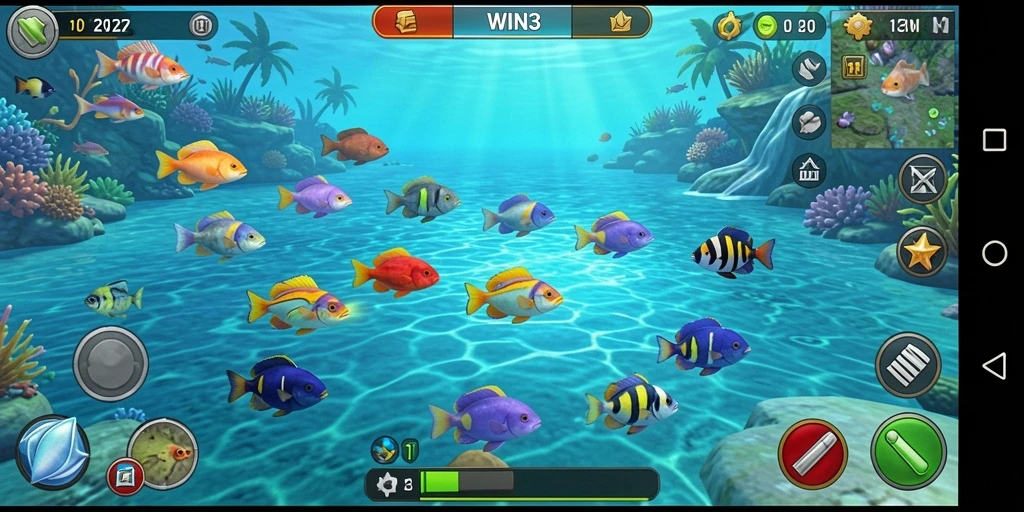 Tampilan gameplay WIN33 yang seru dengan aksi menembak ikan.