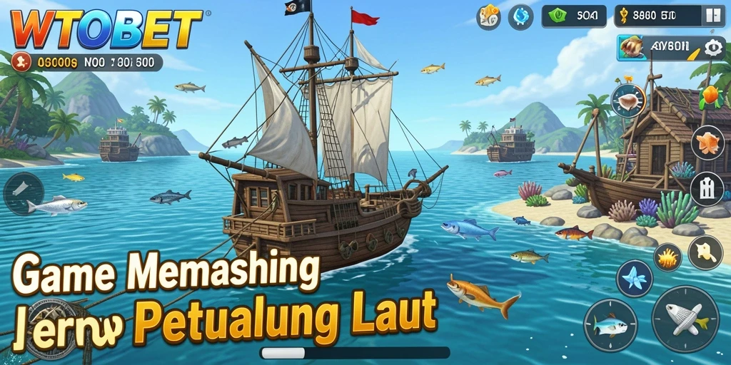Tampilan menarik dari gameplay WTOBET yang penuh aksi memancing.